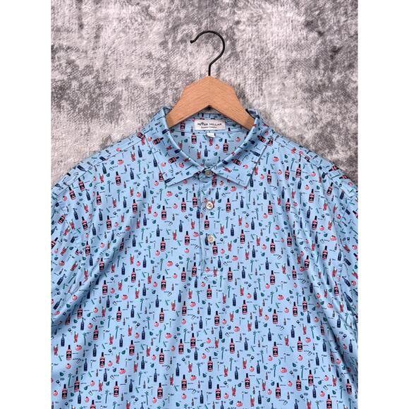 Peter Millar Summer Comfort Polo Shirt Large Men Bloody Mary Cocktail Print Golf - Picture 2 of 9